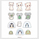 Cute Animal & Igloo Sticker Kit – Cartoon Creature シール (シート)