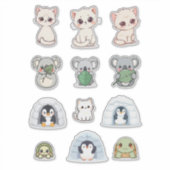 Cute Animal & Igloo Sticker Kit – Cartoon Creature シール (正面)