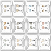 Cute Animal Monthly Index Tab Page Divider Folding シール (正面)