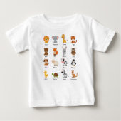 Cute Animal Name ABC Educational Toddler Infant Te ベビーTシャツ (正面)
