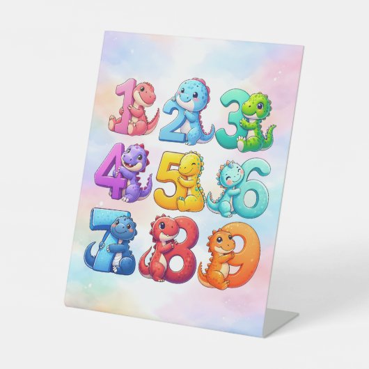 Cute Animal Numbers Maths Desk Art for Kids 台座サイン (正面)