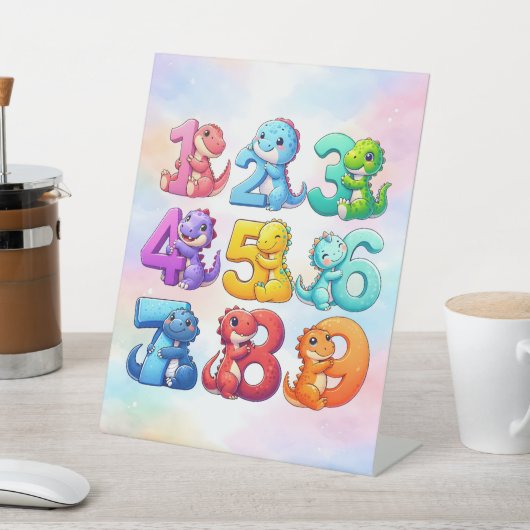 Cute Animal Numbers Maths Desk Art for Kids 台座サイン (インサイチュ)