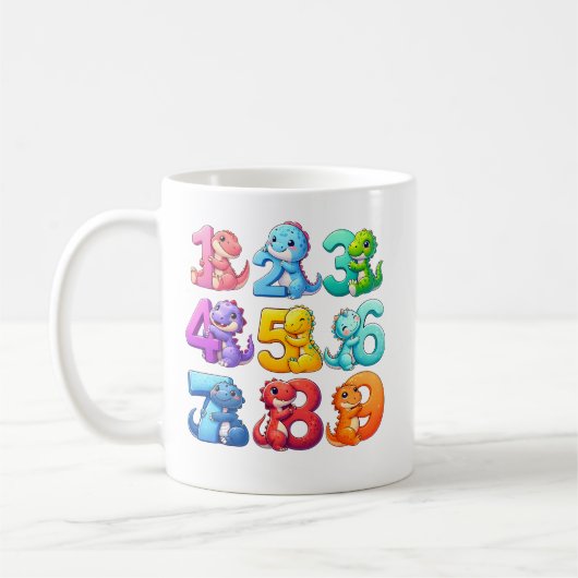 Cute Animal Numbers Maths Mug for Kids コーヒーマグカップ (左)