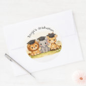 Cute Animal Party Safari Graduation ラウンドシール (封筒)