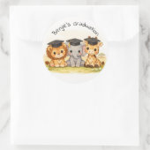 Cute Animal Party Safari Graduation ラウンドシール (バッグ)