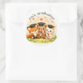 Cute Animal Party Woodland Graduation ラウンドシール (バッグ)