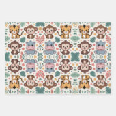 Cute animal pattern features monkeys ラッピングペーパーシート (正面3)