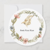 Cute Animal Rabbit Baby Boy Announcement Card 招待状 (正面)