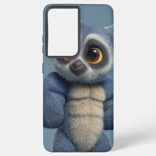 Cute Animal Samsung Case – Blue Loris Illustration Galaxyケース (裏面)
