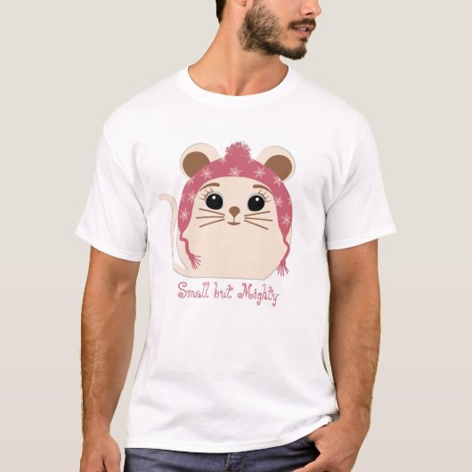 Cute Animal 'Small but Mighty' Mouse T-shirt Tシャツ (正面)