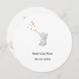 Cute Animal Watercolor Elephant Hearts Card 招待状