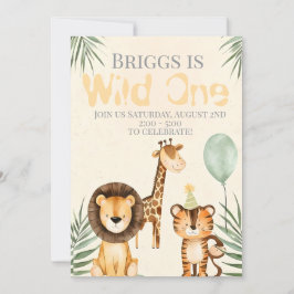 Cute Animal Wild One Birthday Invitation 招待状