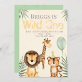 Cute Animal Wild One Birthday Invitation 招待状 (正面/裏面)