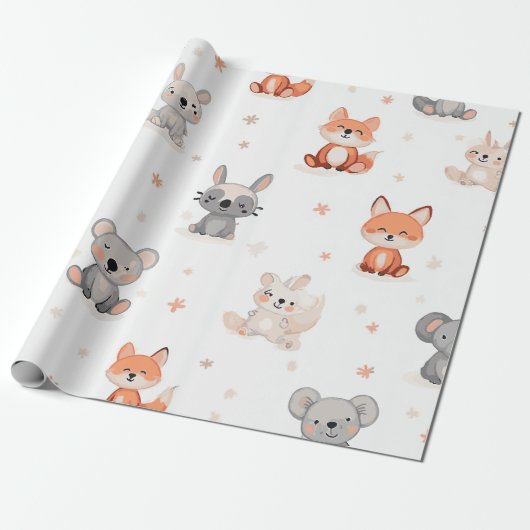 Cute Animal Wrapping Paper ラッピングペーパー (アンロールド)