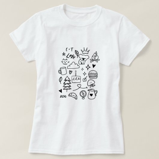 Cute Animals and Objects Graphic T-Shirt Tシャツ (デザイン正面)