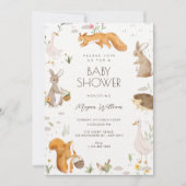 Cute animals baby shower 招待状 (正面)