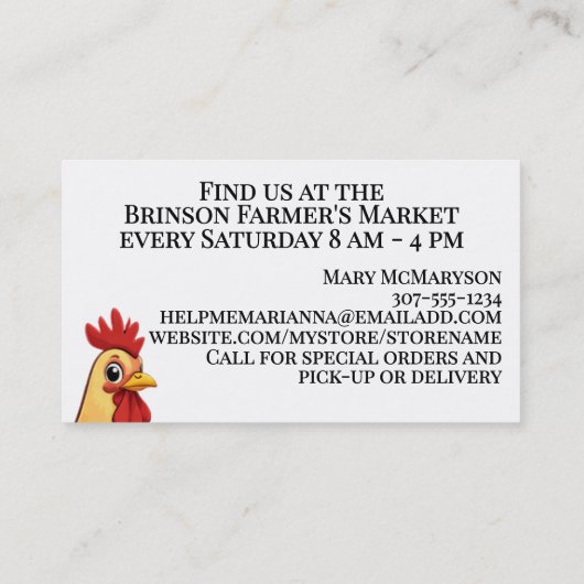 Cute animals baking baker bakery pastry chef 名刺 (裏面)