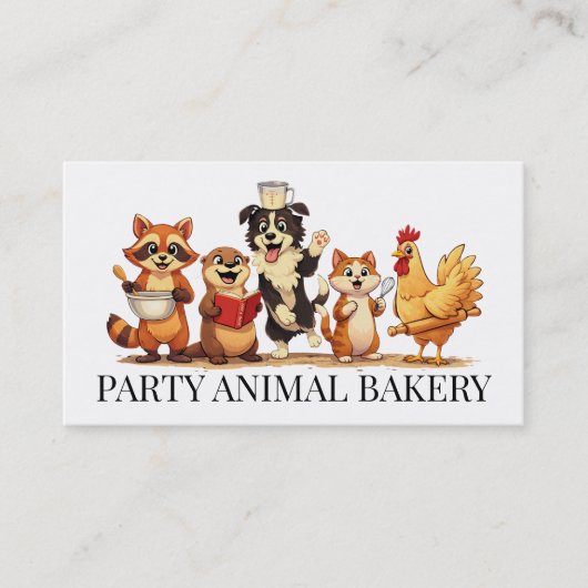 Cute animals baking baker bakery pastry chef 名刺 (正面)
