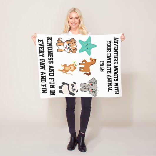 Cute animals blanket for kids フリースブランケット (インサイチュ)