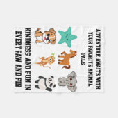 Cute animals blanket for kids フリースブランケット (正面(横))