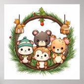 Cute animals celebrating Christmas ポスター (正面)