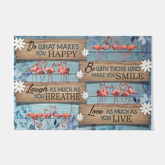 Cute Animals Doormat, Summertime Flamingo  ドアマット (正面)