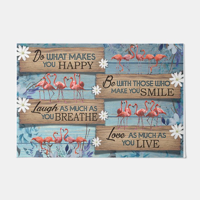 Cute Animals Doormat, Summertime Flamingo  ドアマット (正面)