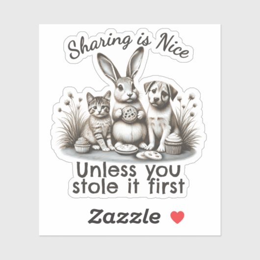 Cute animals eating cookies sharing stealing moral シール (シート)