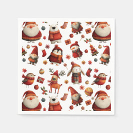 Cute Animals Festive Xmas Pattern Kids' Birthday  スタンダードカクテルナプキン