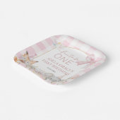 Cute Animals Fun To Be One 1st Birthday Pink ペーパープレート (傾斜あり)