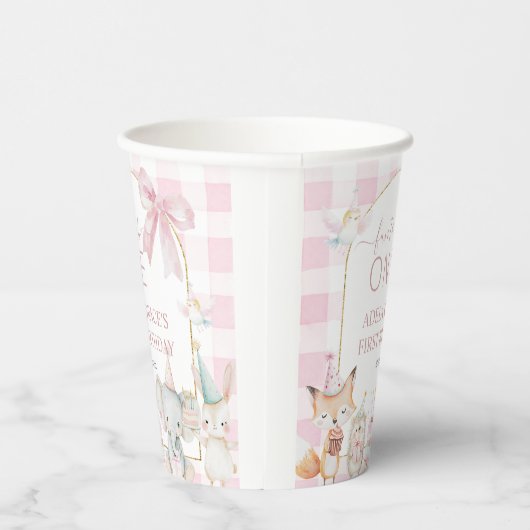 Cute Animals Fun To Be One 1st Birthday Pink 紙コップ (右)