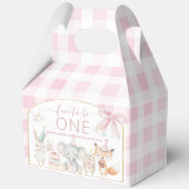Cute Animals Fun To Be One 1st Birthday Pink Gable フェイバーボックス (正面)
