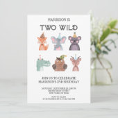 Cute Animals gender-neutral birthday Invitation 招待状 (スタンド正面)