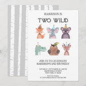 Cute Animals gender-neutral birthday Invitation 招待状 (正面/裏面)