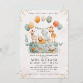Cute Animals Gender Reveal Invitation 招待状 (正面/裏面)