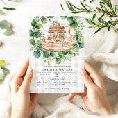 Cute Animals Gingham Noah's Ark Baby Shower  招待状