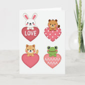 Cute Animals Heart Patterns Card カード (正面)