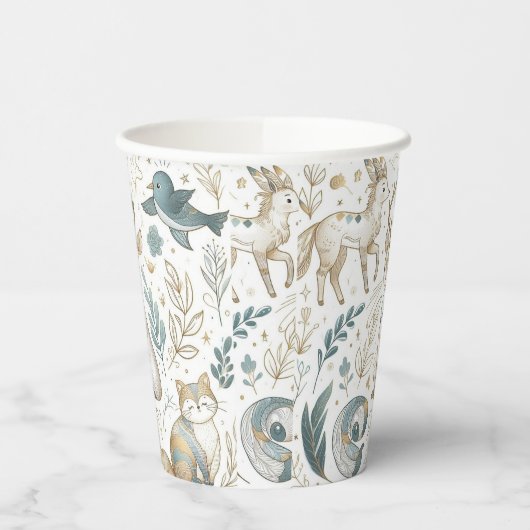 Cute animals illustration on a white background 紙コップ (左)