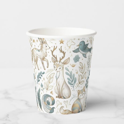 Cute animals illustration on a white background 紙コップ (正面)