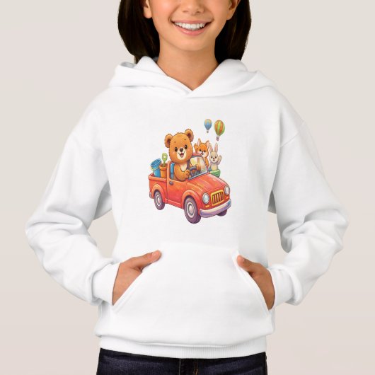 Cute Animals in a Red Truck: Bear, Fox, and Bunny  (正面)