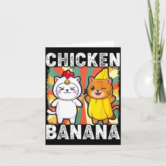 Cute Animals In Chicken And Banana Costumes Kawaii カード (正面)