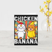 Cute Animals In Chicken And Banana Costumes Kawaii カード (黄色い花)