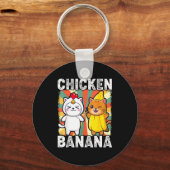 Cute Animals In Chicken And Banana Costumes Kawaii キーホルダー (正面)