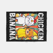 Cute Animals In Chicken And Banana Costumes Kawaii フリースブランケット (正面(横))