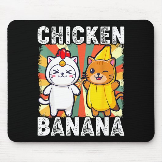 Cute Animals In Chicken And Banana Costumes Kawaii マウスパッド (正面)