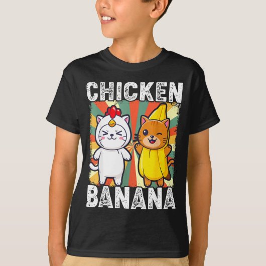 Cute Animals In Chicken And Banana Costumes Kawaii Tシャツ (正面)