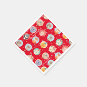 Cute Animals in Party Hats Kids Red Happy Birthday スタンダードカクテルナプキン (角)