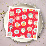 Cute Animals in Party Hats Kids Red Happy Birthday スタンダードカクテルナプキン<br><div class="desc">Have a fun wildlife and pet inspired party with this adorable animal pattern paper napkin. Napkin has animals wearing party hats, bow ties, and crowns. There are cats, dogs, pandas, monkeys, polar bears, foxes, pigs, koalas, deer, and squirrels. The background has colorful confetti on red. Add up to two custom...</div>