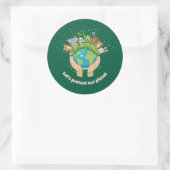 Cute Animals Let's Protect Our Planet Earth Day  ラウンドシール (バッグ)