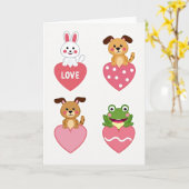 Cute Animals Love Hearts Card カード (黄色い花)